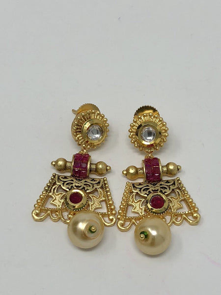 Matte Polish Khakhu Moti Jewelry Set